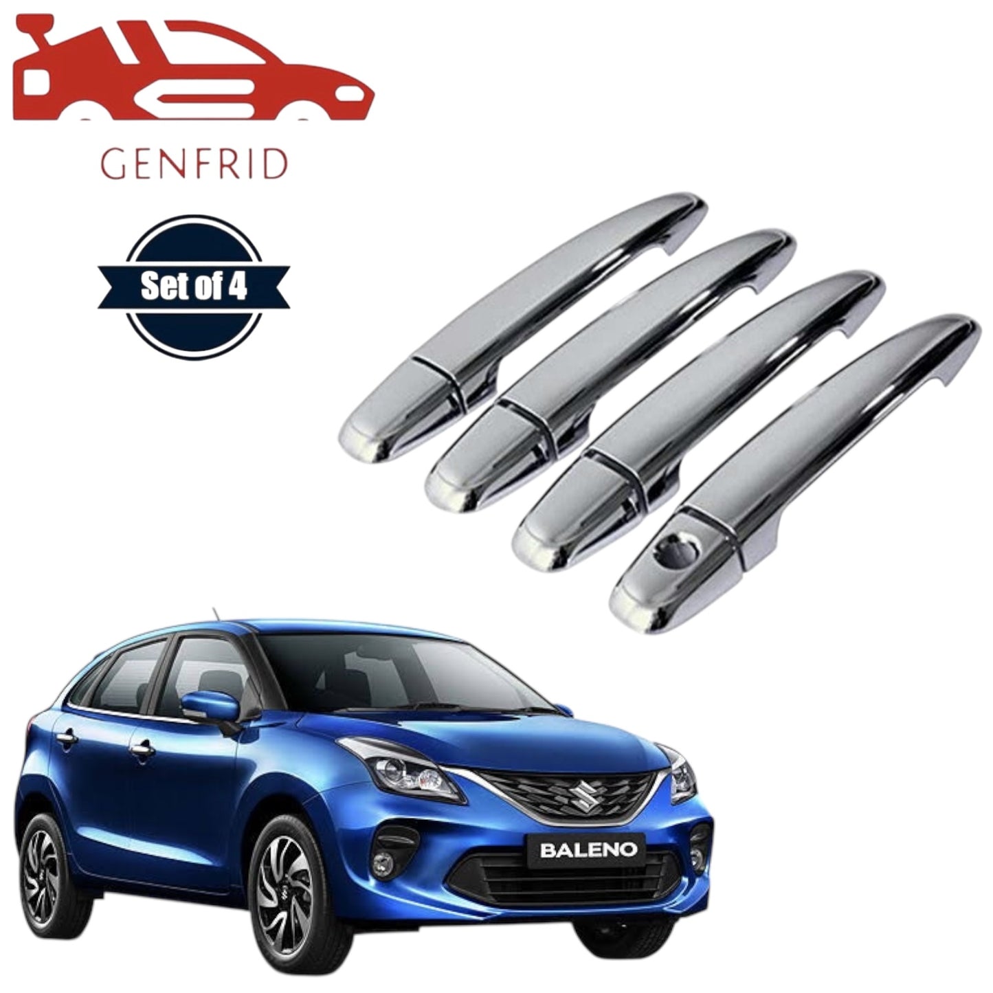 GENFRID Car Chrome Door Handle Covers For Maruti Baleno