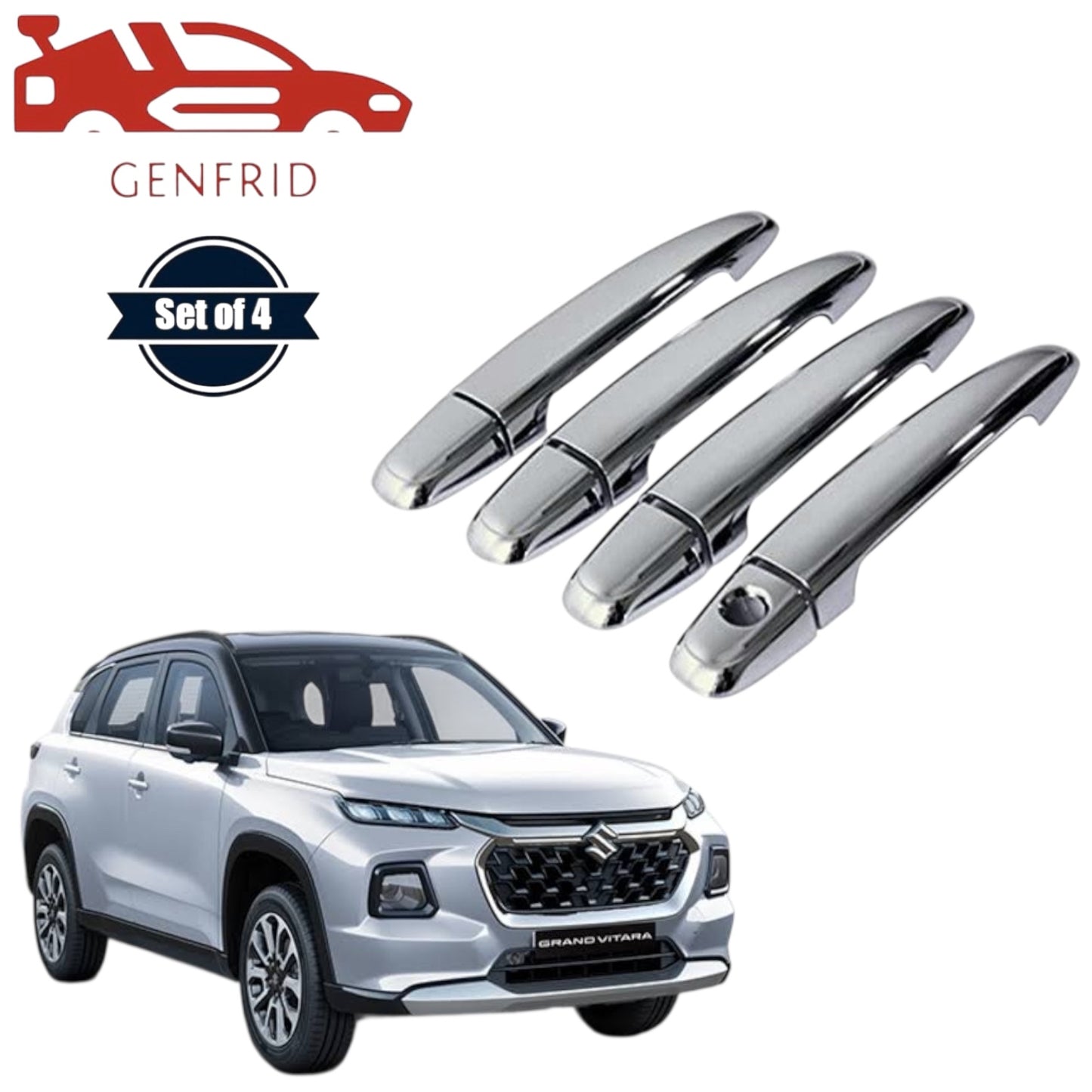GENFRID Car Chrome Door Handle Covers For Maruti Grand Vitara