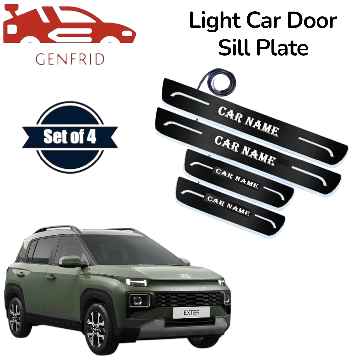 Genfrid Car Door Foot Step Led Sill Plate, Door Sill Plate For Hyundai Exter