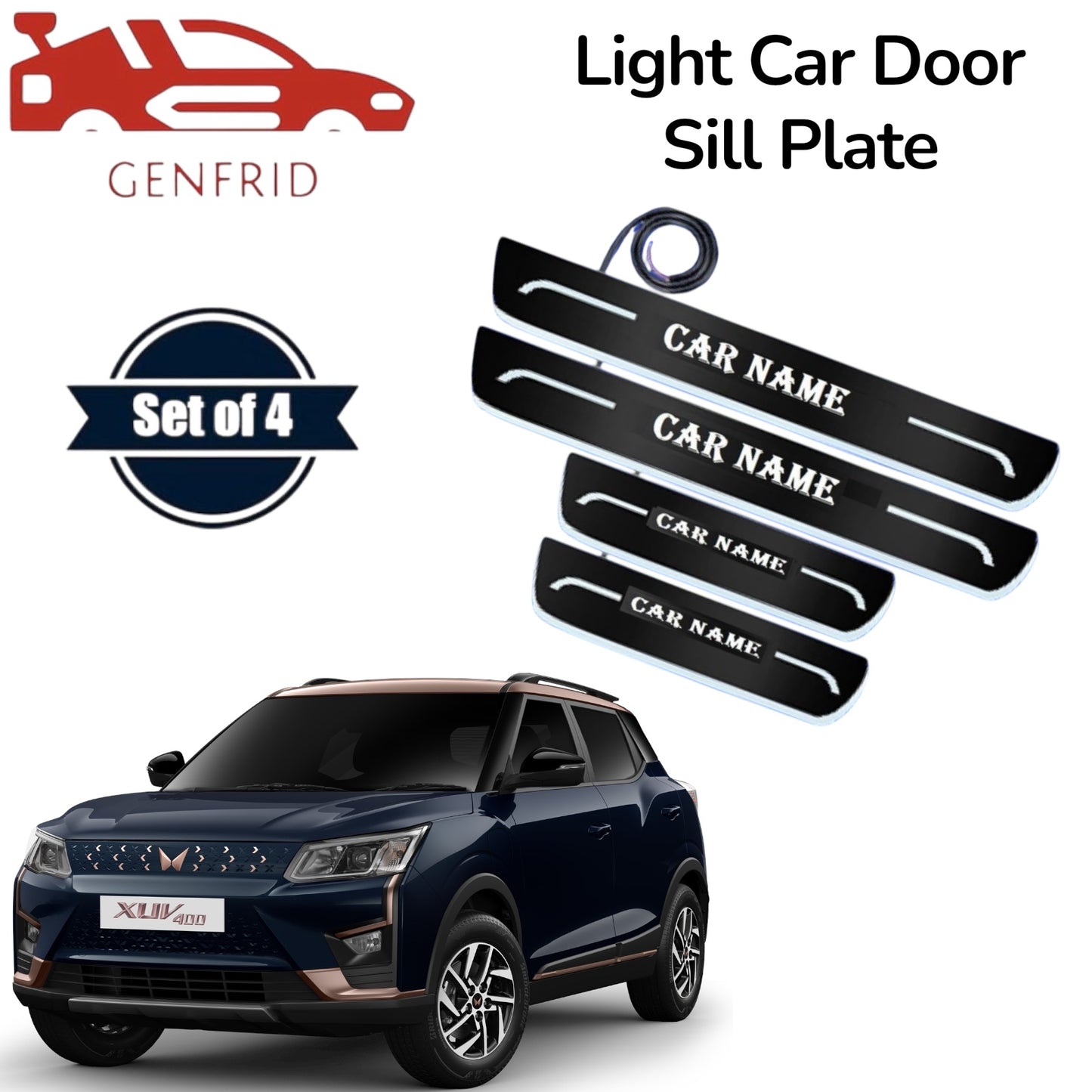 Genfrid Car Door Foot Step Led Sill Plate, Door Sill Plate For Mahindra XUV400