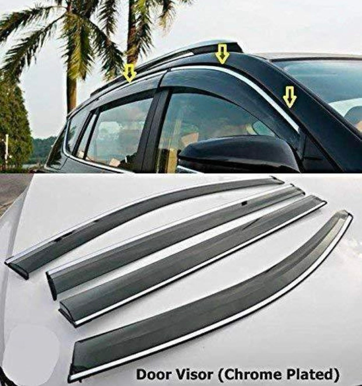 Genfrid Unbreakable Car Chromeline Window Door Visor For Volkswagen Vento