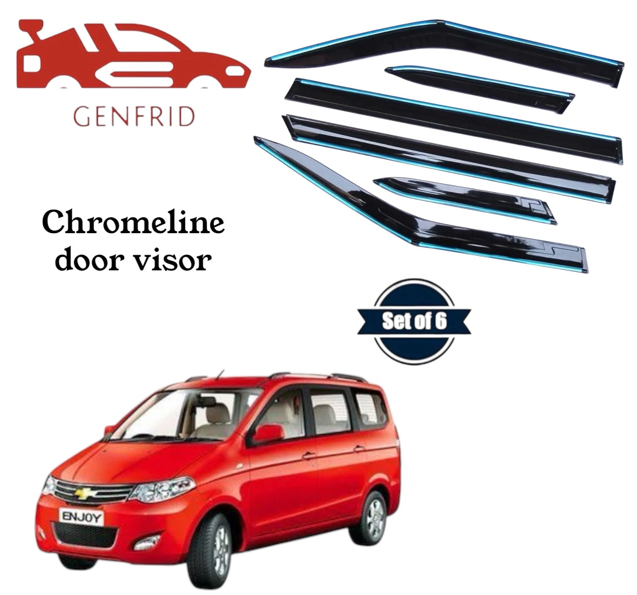 Genfrid Unbreakable Car Chromeline Window Door Visor For Chevrolet Enjoy
