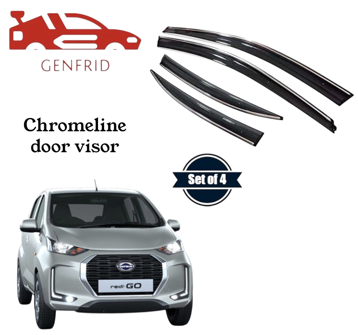 Genfrid Unbreakable Car Chromeline Window Door Visor For Datsun redigo