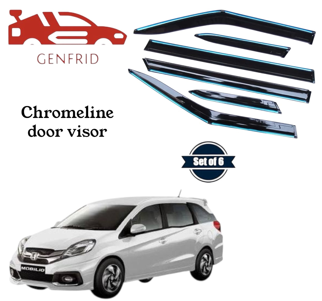 Genfrid Unbreakable Car Chromeline Window Door Visor For Honda Mobilio