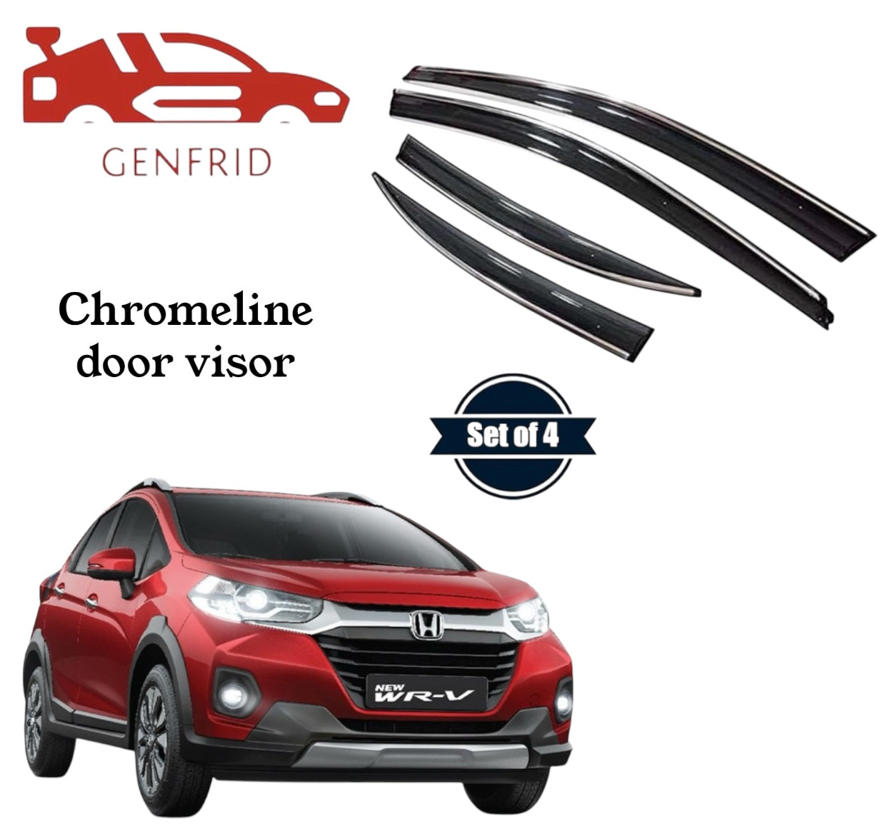Genfrid Unbreakable Car Chromeline Window Door Visor For Honda Wrv