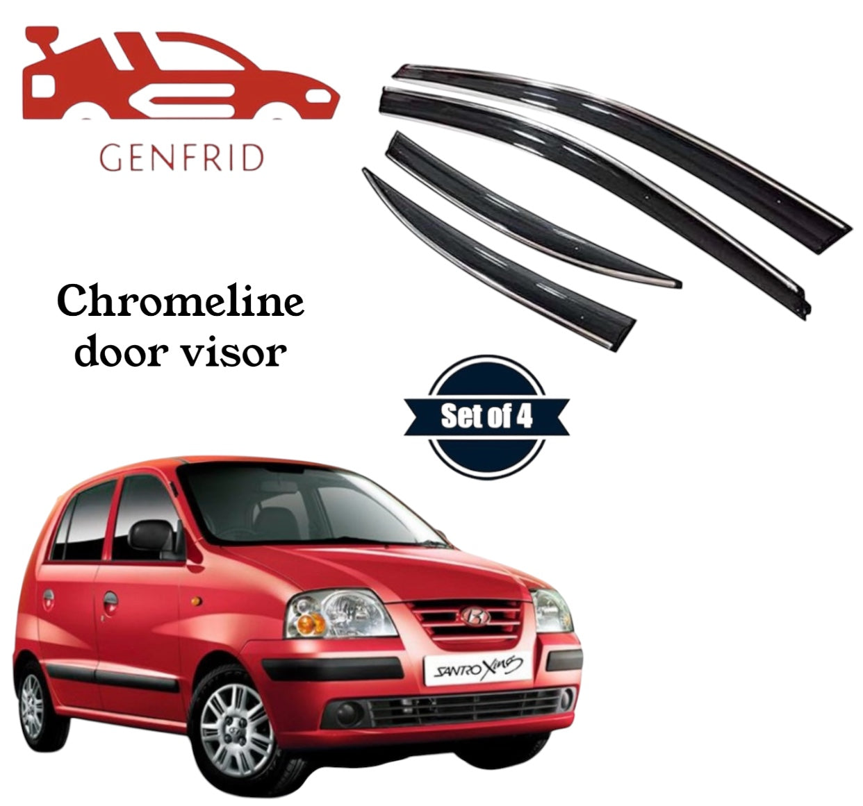 Genfrid Unbreakable Car Chromeline Window Door Visor For Hyundai Xing