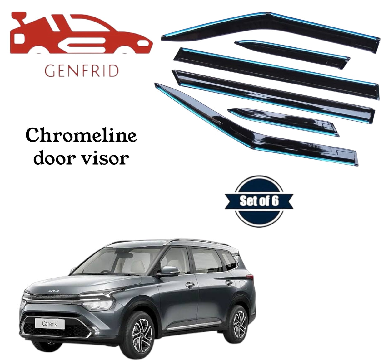 Genfrid Unbreakable Car Chromeline Window Door Visor For Kia Carens