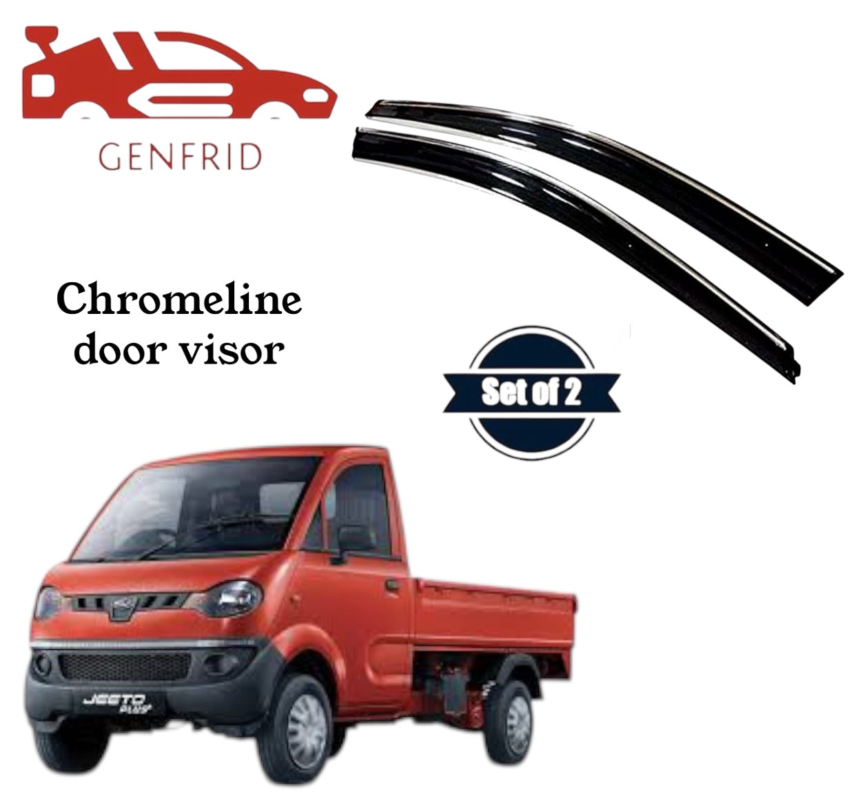 Genfrid Unbreakable Car Chromeline Window Door Visor For Mahindra Jeeto