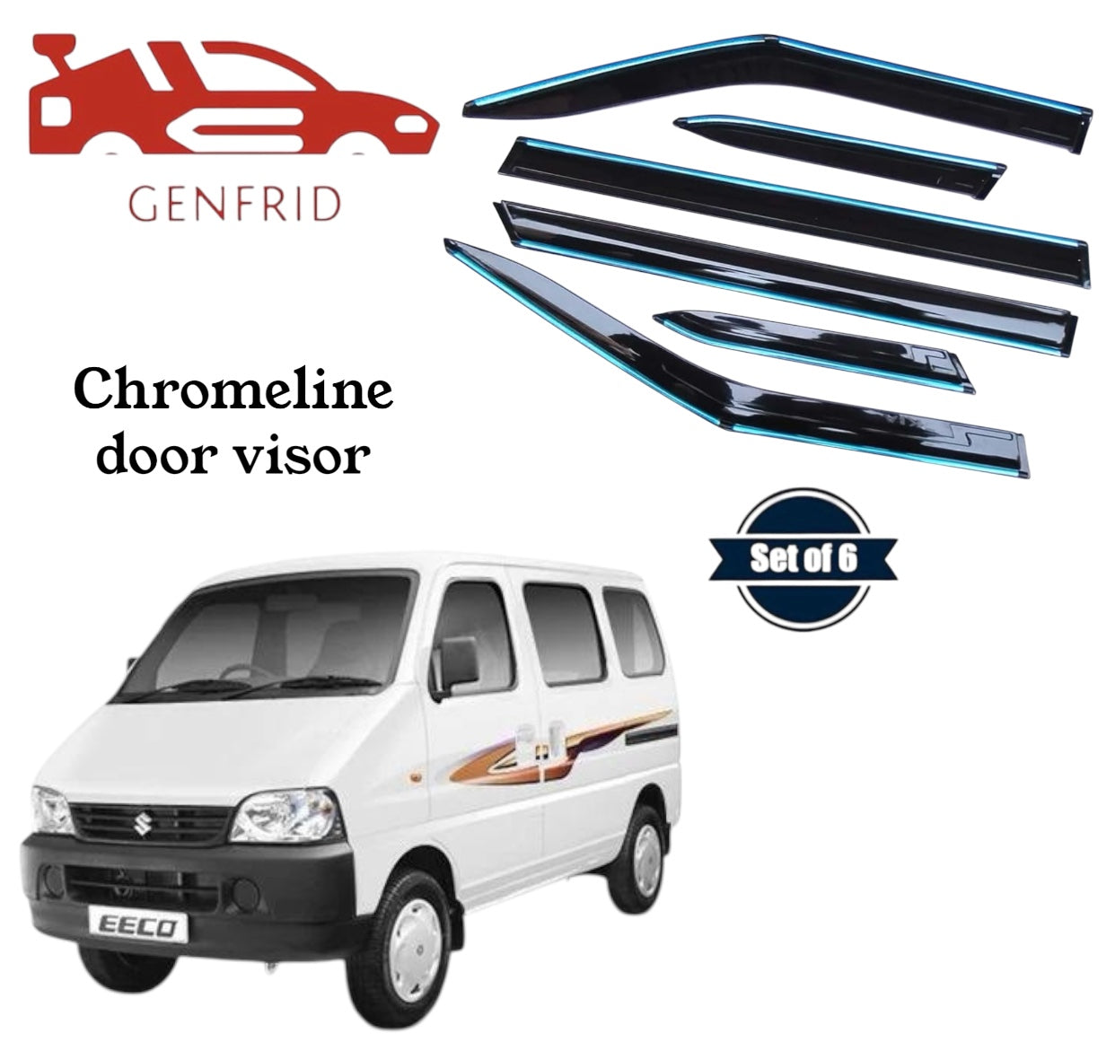 Genfrid Unbreakable Car Chromeline Window Door Visor For Maruti eeco