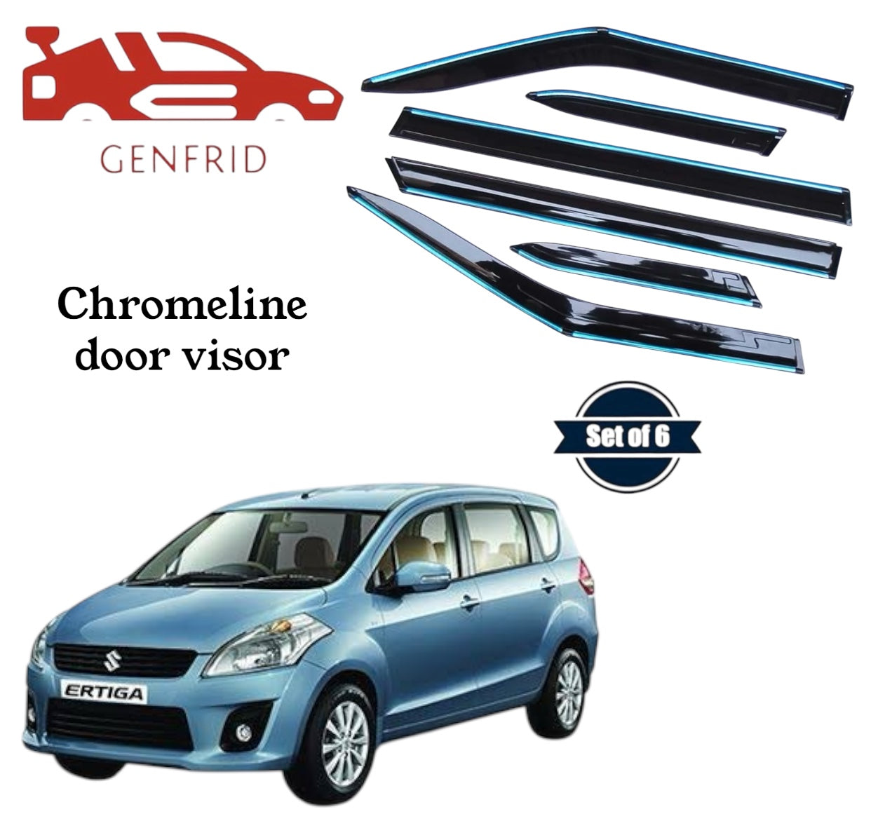 Genfrid Unbreakable Car Chromeline Window Door Visor For Maruti Ertiga