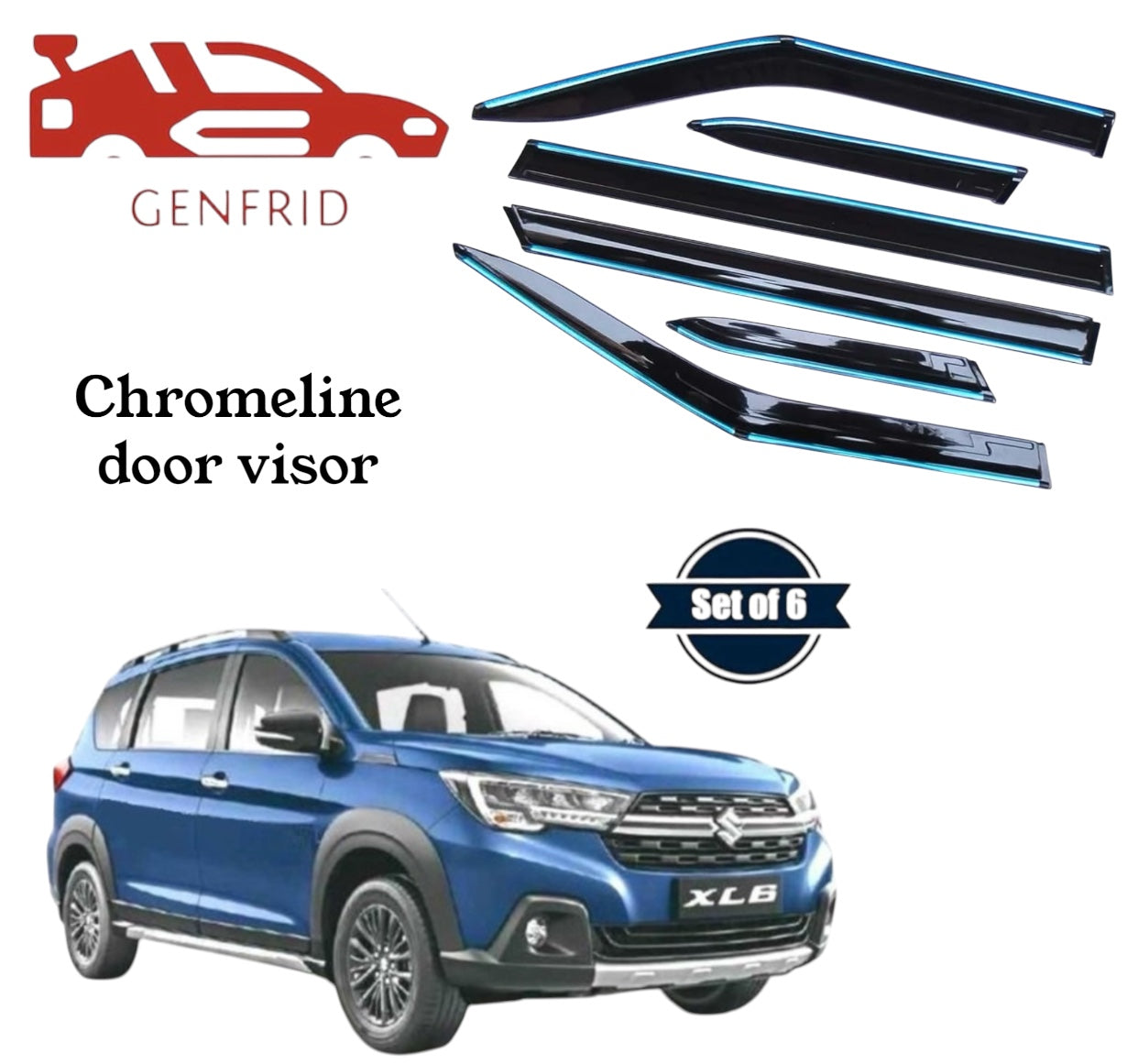 Genfrid Unbreakable Car Chromeline Window Door Visor For Maruti X16