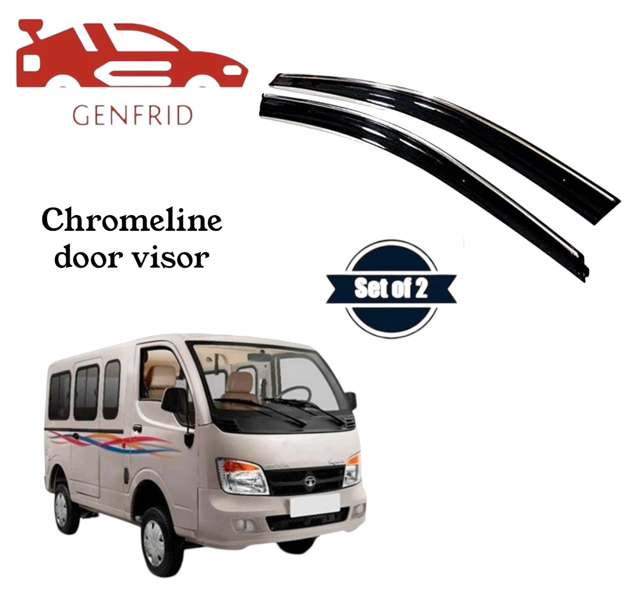 Genfrid Unbreakable Car Chromeline Window Door Visor For Tata Magic
