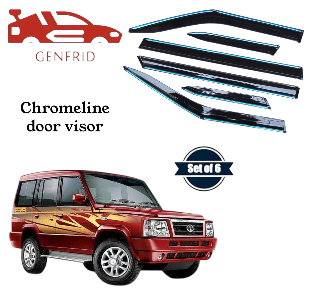 Genfrid Unbreakable Car Chromeline Window Door Visor For Tata Sumo