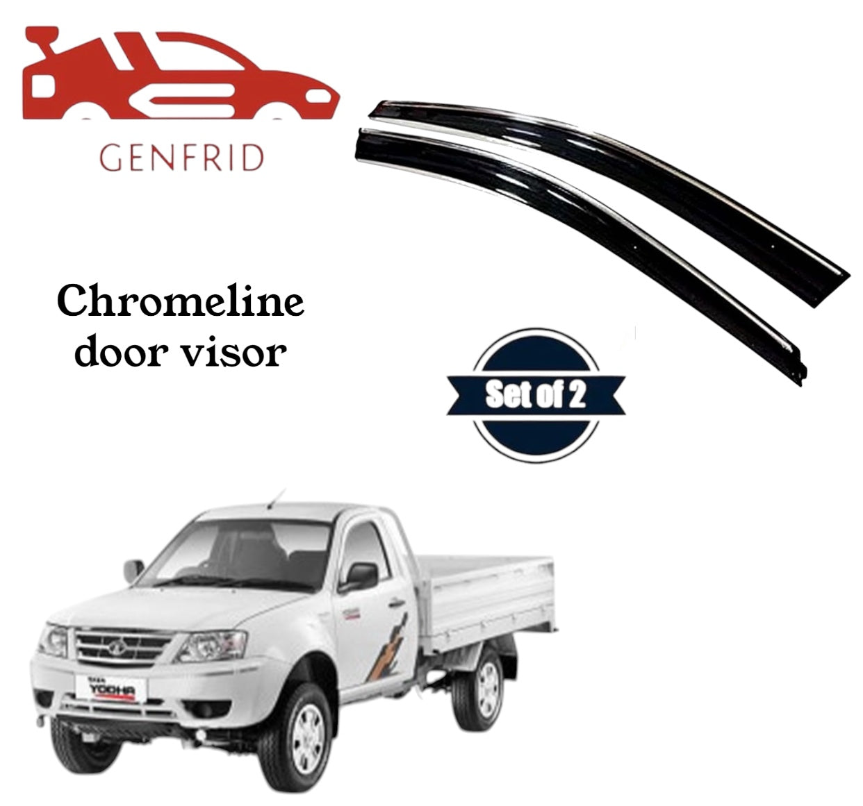 Genfrid Unbreakable Car Chromeline Window Door Visor For Tata Yodha