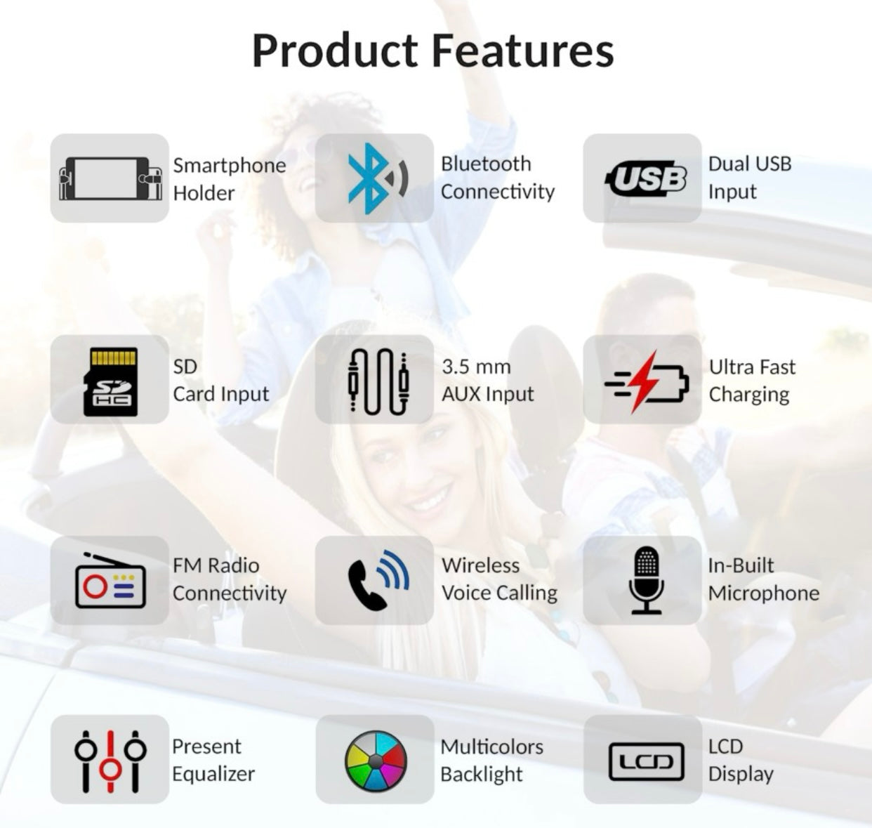 GENFRID Charge Pro + DUAL USB Bluetooth Wireless With Phone Caller Id Receiver Car Stereo (Single Din)