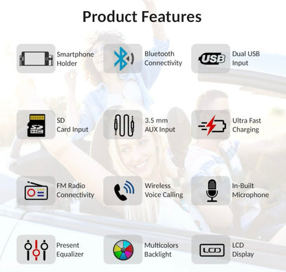 GENFRID Charge Pro + DUAL USB Bluetooth Wireless With Phone Caller Id Receiver Car Stereo (Single Din)