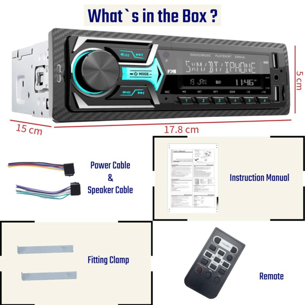 GENFRID Charge Pro + DUAL USB Bluetooth Wireless With Phone Caller Id Receiver Car Stereo (Single Din)