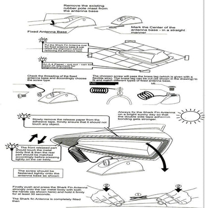 GENFRID Car Shark Fin Style Roof Mount FM/AM Radio Antenna Aerial with Wiring Waterproof Signal