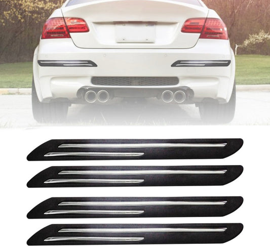 GENFRID Car Door Bumper Guard Rubber (Black, Pack of Bumper Protector with Double Chrome Strip for All Cars 4Pcs, Datsun, Fiat, Ford, Honda, Hyundai, Maruti, Nissan, Renault, Skoda, Tata, Toyota, Volkswagen, Volvo, Universal For Car)