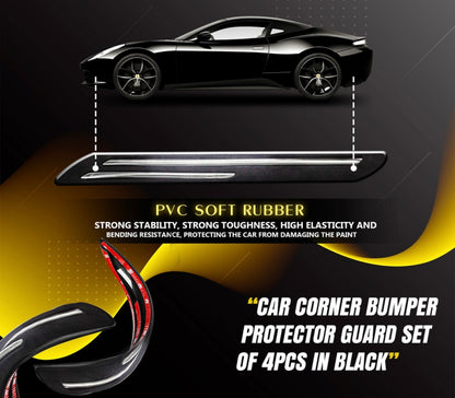 GENFRID Car Door Bumper Guard Rubber (Black, Pack of Bumper Protector with Double Chrome Strip for All Cars 4Pcs, Datsun, Fiat, Ford, Honda, Hyundai, Maruti, Nissan, Renault, Skoda, Tata, Toyota, Volkswagen, Volvo, Universal For Car)