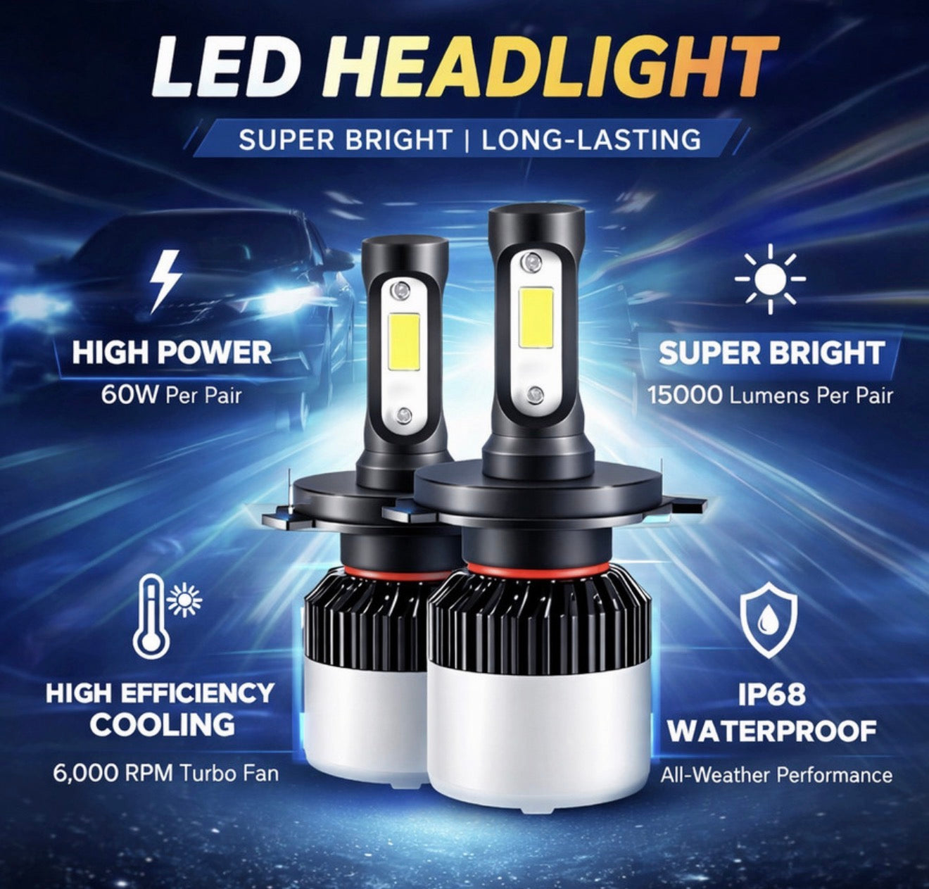 GENFRID (BYD) H7 240 W White Car Led Headlight Bulb
