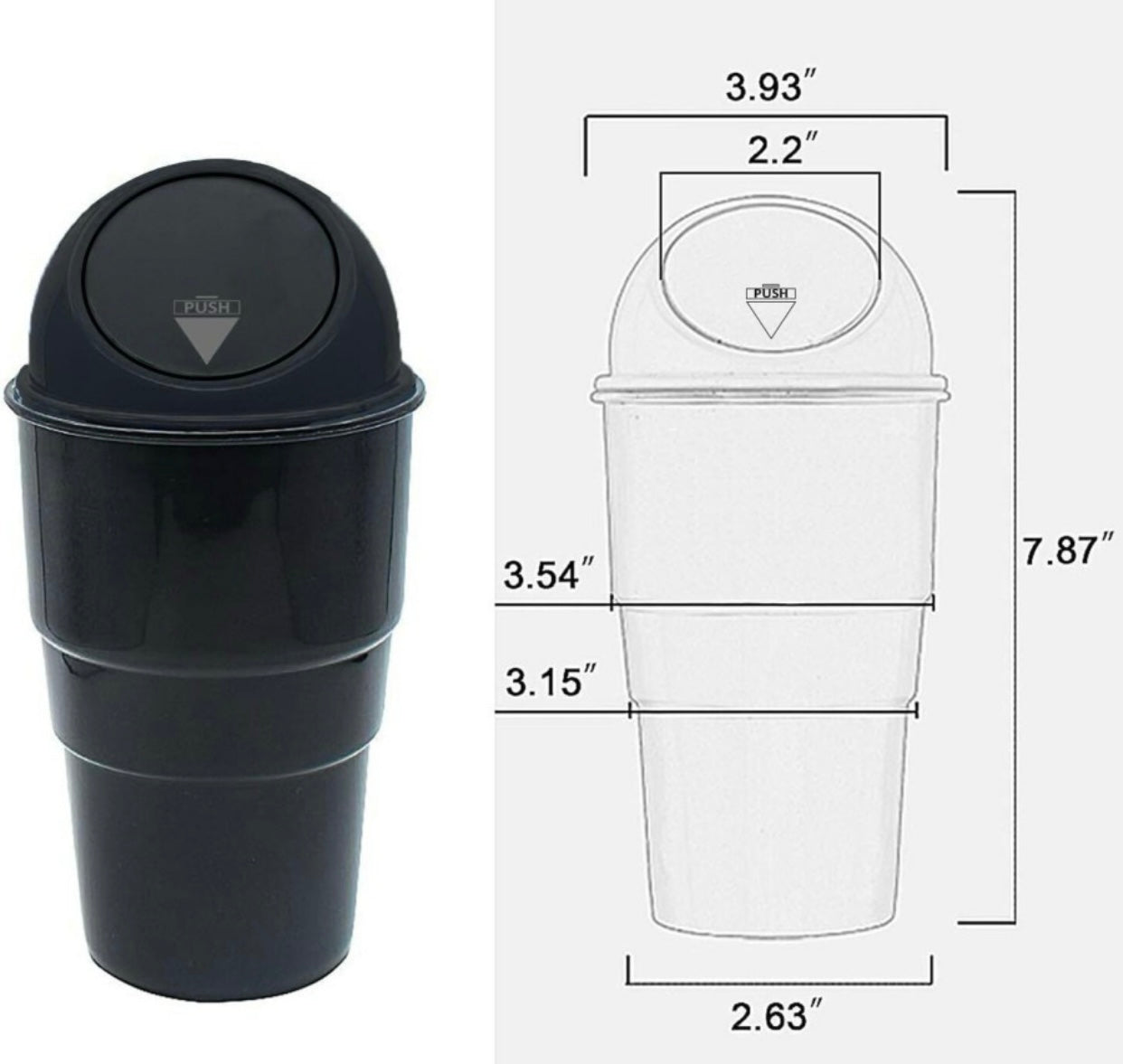 Car Dustbin For Car interior Mini Trash Bin/Compact Portable Trash Can For Car Plastic Dustbin (Pack Of 2)