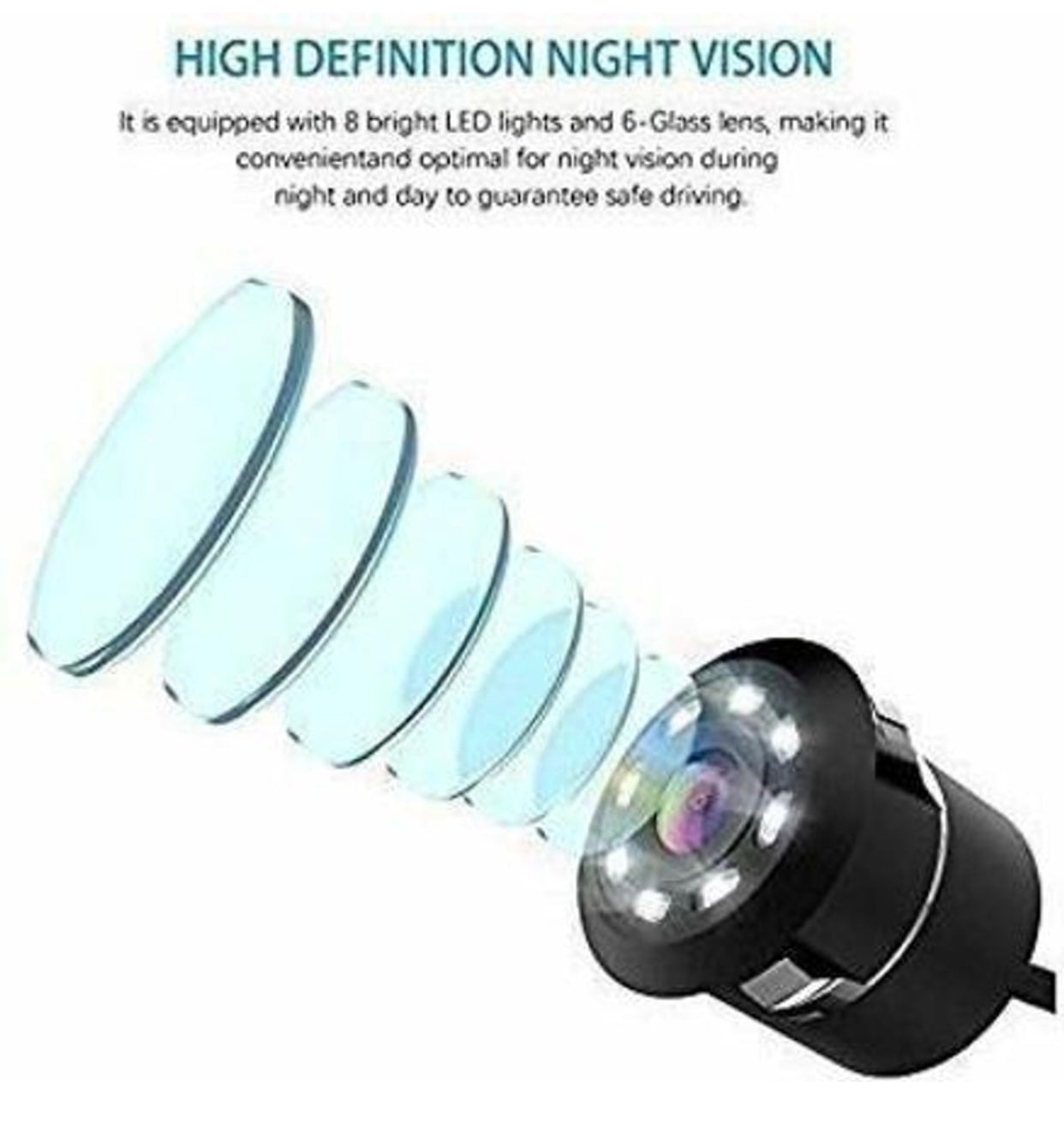 GENFRID Car Rear Camera,View Backup Camera,170 Wide Angle HD CMOS Auto Parking Assistance Reverse, 8 LED Night Vision Waterproof Reverse Assist Camera System  (1 Camera, 720 * 1080) (Copy)
