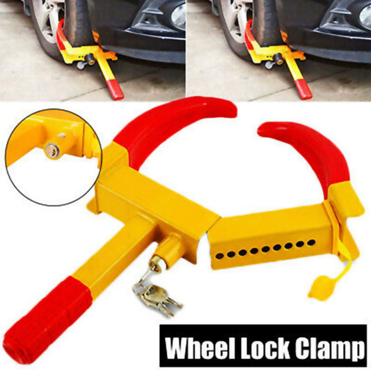 GENFRID Car Wheel Lock/Car Alloy Lock(Anti-Theft Heavy Duty Lock For Alloy Metal Tyre Clamp For Car,Bike,Pickup Bright Yellow And Red Colours Vehicle tyre and wheel lock Wheel Lock)