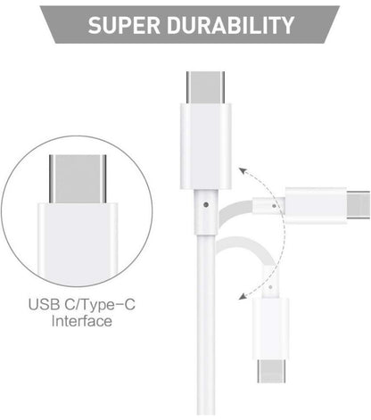 GENFRID (Type C To Type C) Data Cable For Fats Charging (Compatible with iPhone 15 Series, Samsung Galaxy S21 Ultra, S20 & Other Devices, White, One Cable)