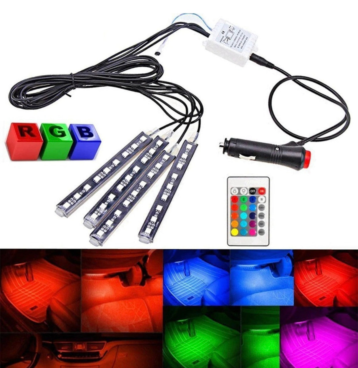 GENFRID Car LED Atmosphere Lights/Remote Control/Colorful RGB Car Interior Car Fancy Lights  (Multicolor)