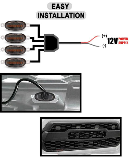GENFRID Universal LED front grill light made of high-quality ABS For All Car Car Fancy Lights  (Yellow, Orange)