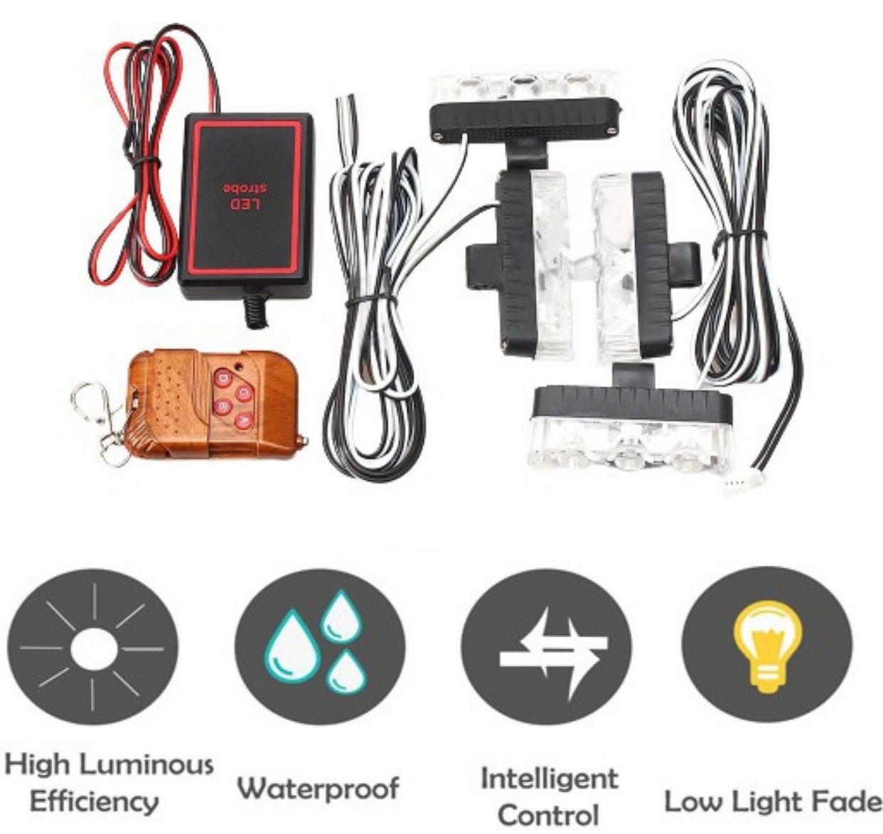 GENFRID 4X3 LED Police Light 12V 9203 Car Motorcycle Flasher LED Flashlight Car Fancy Lights  (Multicolor)