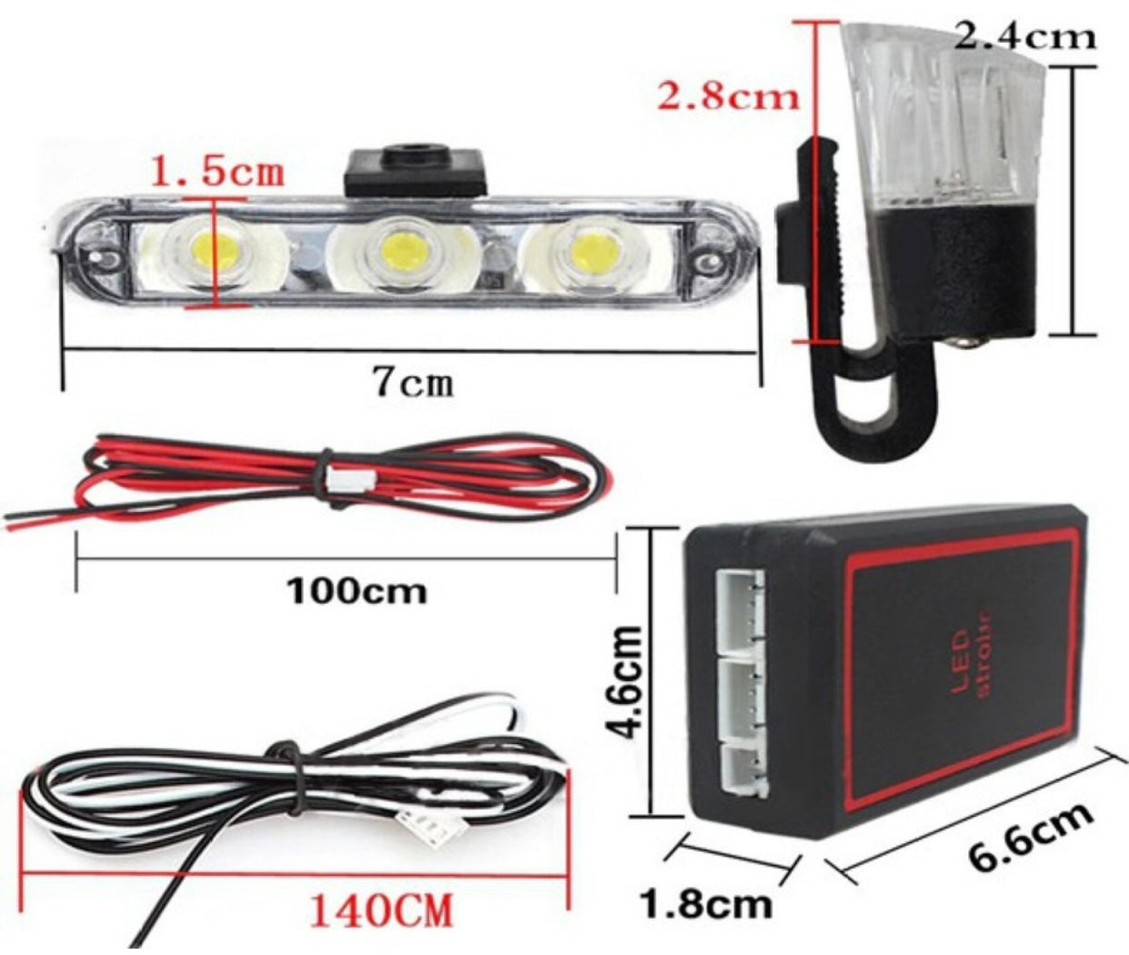 GENFRID 4X3 LED Police Light 12V 9203 Car Motorcycle Flasher LED Flashlight Car Fancy Lights  (Multicolor)