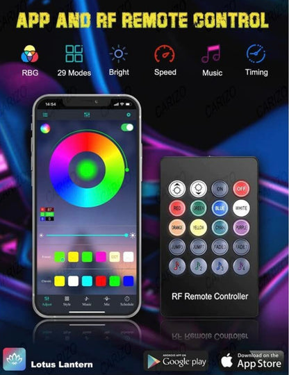 GENFRID K4 Ultra Car Ambient Light Multi Color In Single Strip For Car Interior– Set Of 10 Car Fancy Lights(Multicolor)