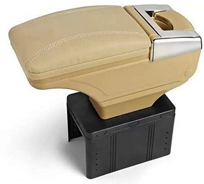 GENFRID Stylish Car Armrest with Glass Holder & Ash Tray Beige & Chrome for all Cars (Universal)Car Armrest