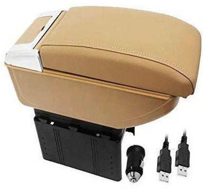 GENFRID Stylish Car Armrest with Glass Holder & Ash Tray Beige & Chrome for all Cars (Universal)Car Armrest