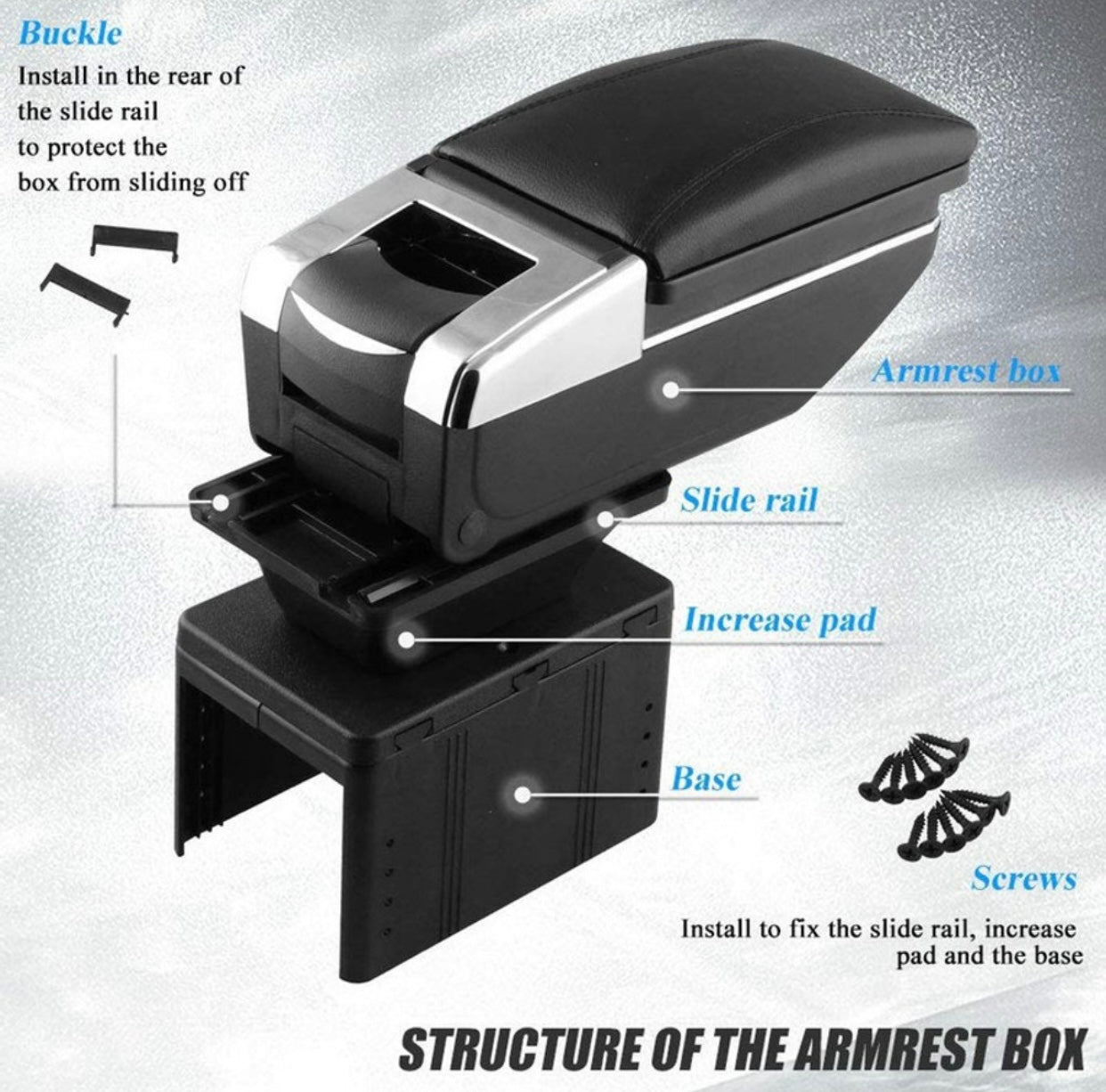 GENFRID Stylish Car Armrest with Glass Holder & Ash Tray Black & Chrome for all Cars (Universal)Car Armrest