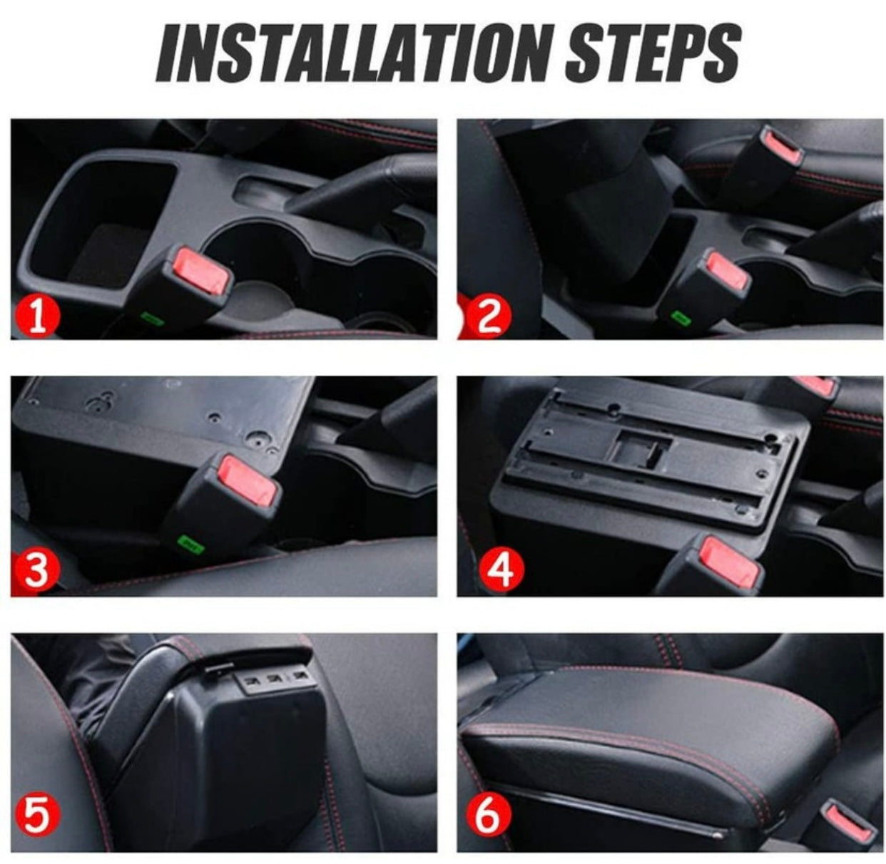GENFRID Stylish Car Armrest with Glass Holder & Ash Tray Black & Chrome for all Cars (Universal)Car Armrest
