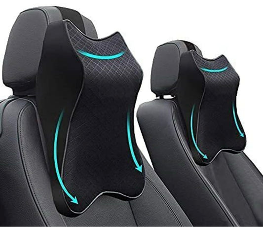 GENFRID Car Neck Pillow/Rest(Black Memory Foam)(Rectangular, Pack of 2)