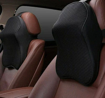 GENFRID Car Neck Pillow/Rest(Black Memory Foam)(Rectangular, Pack of 2)