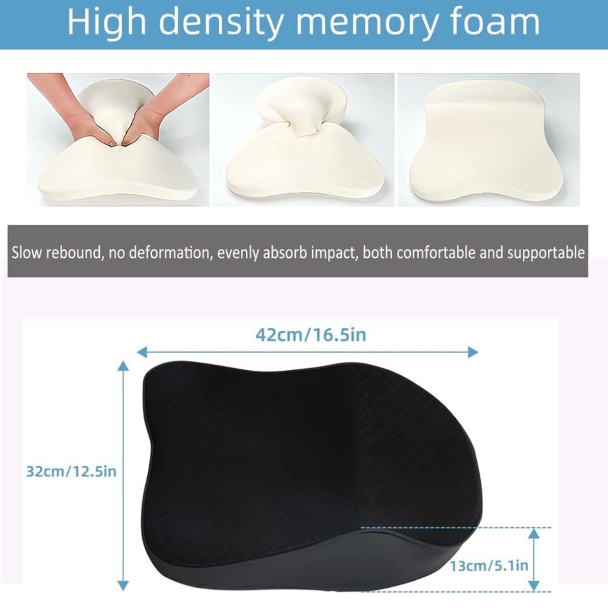 GENFRID Car Neck Pillow/Rest(Black Memory Foam)(Rectangular, Pack of 2)