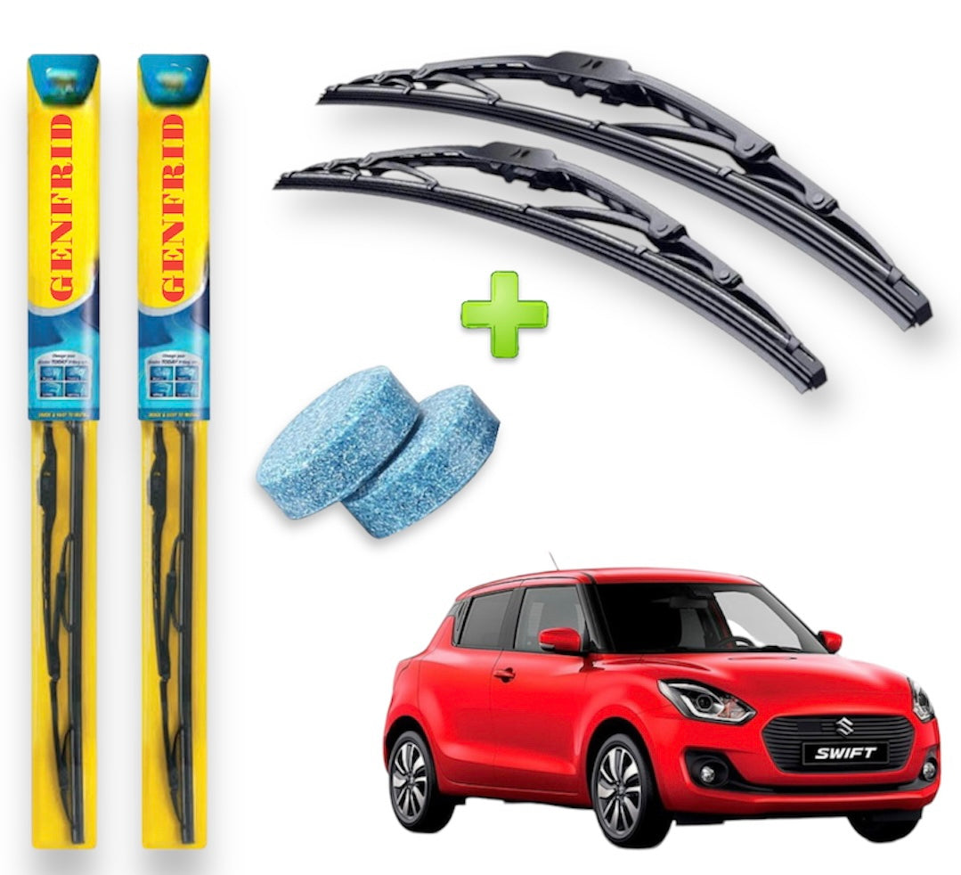 Genfrid Metal Frame Car Wiper For Maruti Swift 2018-23 (Right-21, Left–19) (Pack Of 2)(Free Washer Tablet)