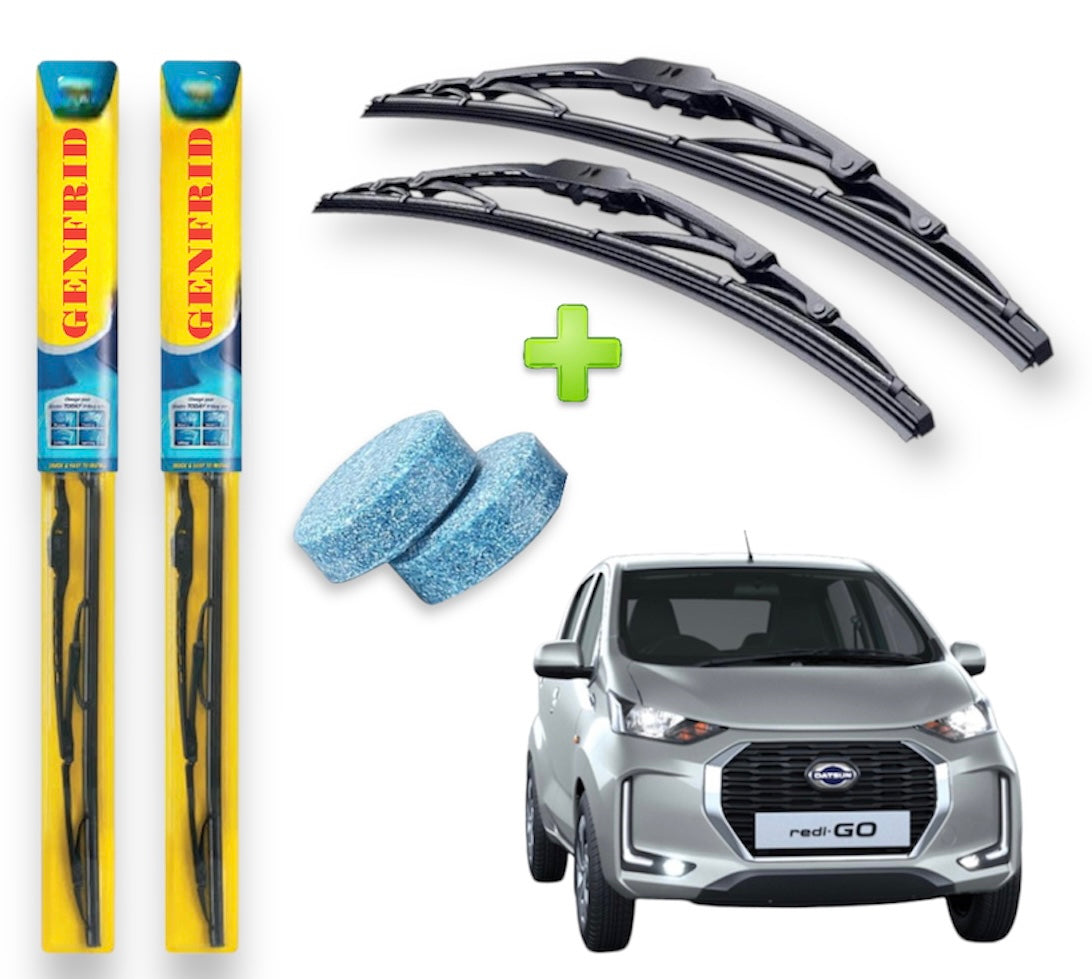 Genfrid Metal Frame Car Wiper For Datsun Go Redigo (Right-24, Left–24) (Pack Of 2)(Free Washer Tablet)