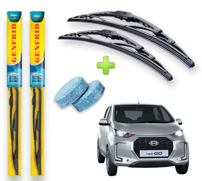 Genfrid Metal Frame Car Wiper For Datsun Go Redigo (Right-24, Left–24) (Pack Of 2)(Free Washer Tablet)