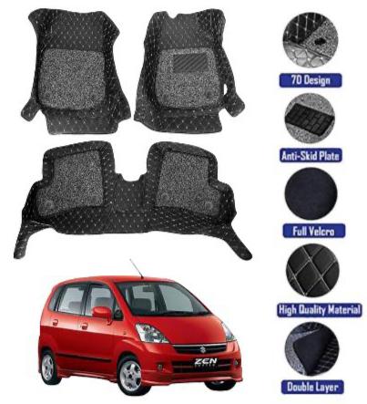 Genfrid 7D Premium Custom Fitted Car Mats For Maruti Zen Estilo