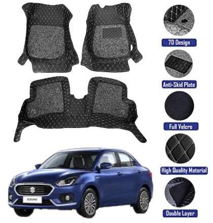 Genfrid 7D Premium Custom Fitted Car Mats For Maruti Swift Dzire 2017-24