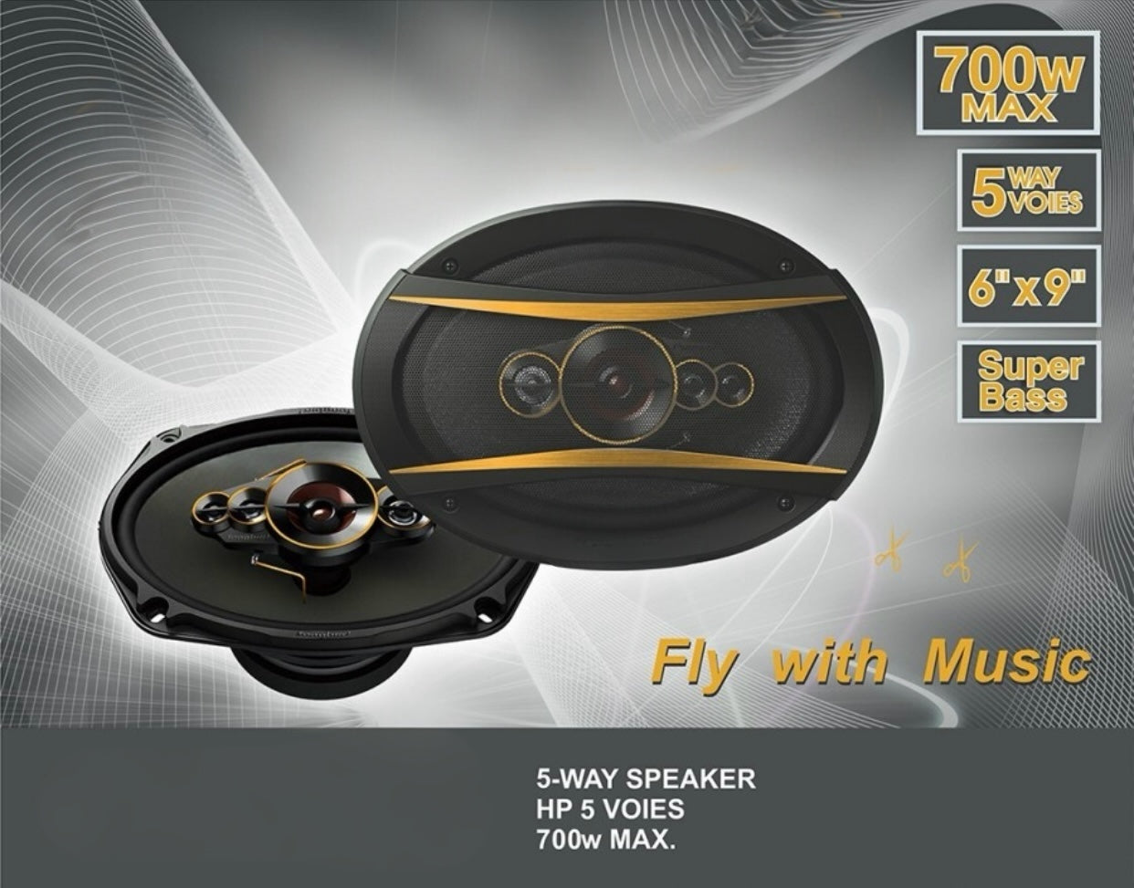 Genfrid 6''x9'' Oval 700W Max 5 way "SUPER BASS" Coaxial Car Speaker (700 W)