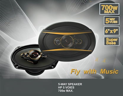 Genfrid 6''x9'' Oval 700W Max 5 way "SUPER BASS" Coaxial Car Speaker (700 W)