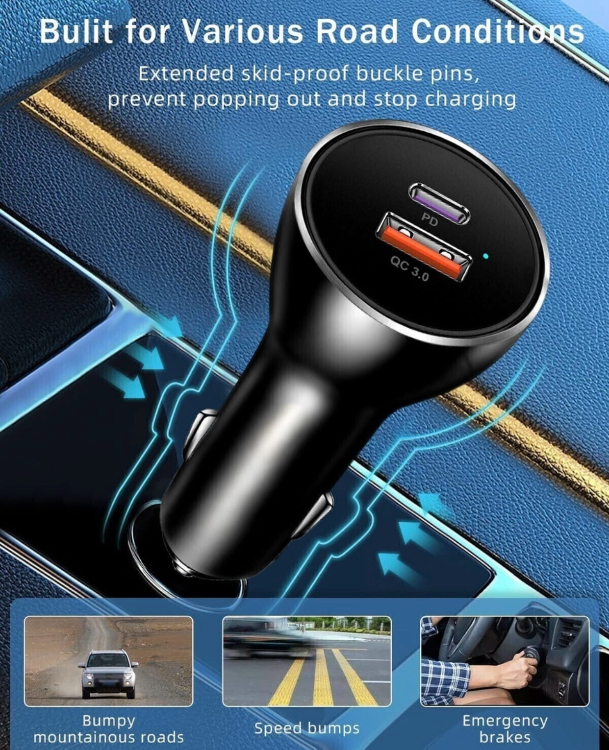 GENFRID Turbo Car Charger 38 W Qualcomm 3.0 (Black)
