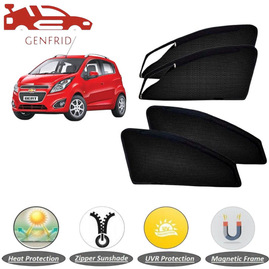 Genfrid Car Sunshade/Car Side Window Shades For Chevrolet Beat (Zipper)